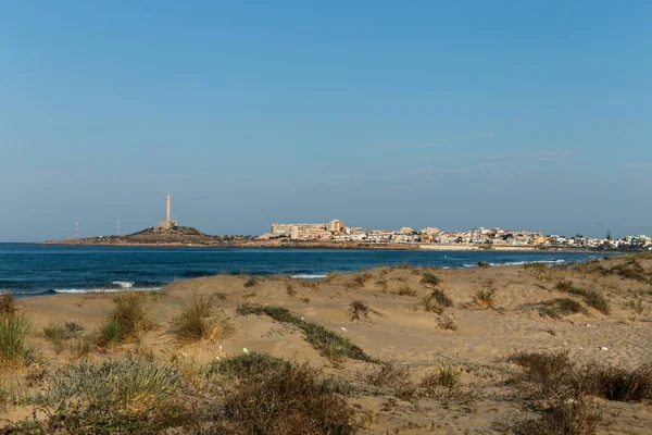 Uitzicht Kustlijn Met Cabo Palos Stad Zee Mar Menor Murcia — Stockfoto