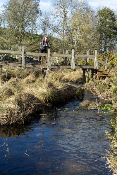 Mujer Caucásica Trekking Alrededor Lauder Lammermuir Hills Frontera Escocesa Escocia —  Fotos de Stock