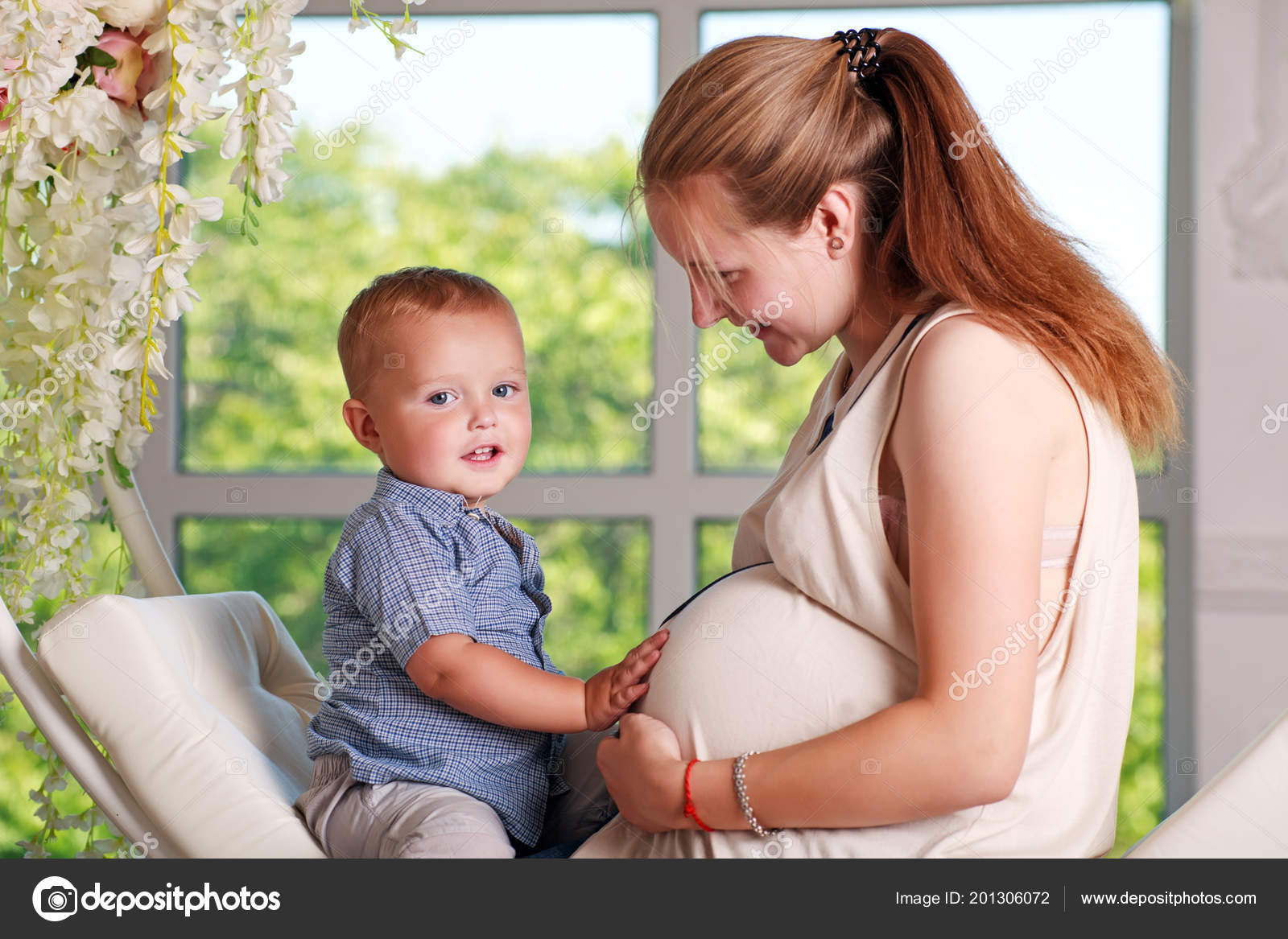 Pregnant Woman Mother Baby Son Playing Home Parenting Relationship ...
