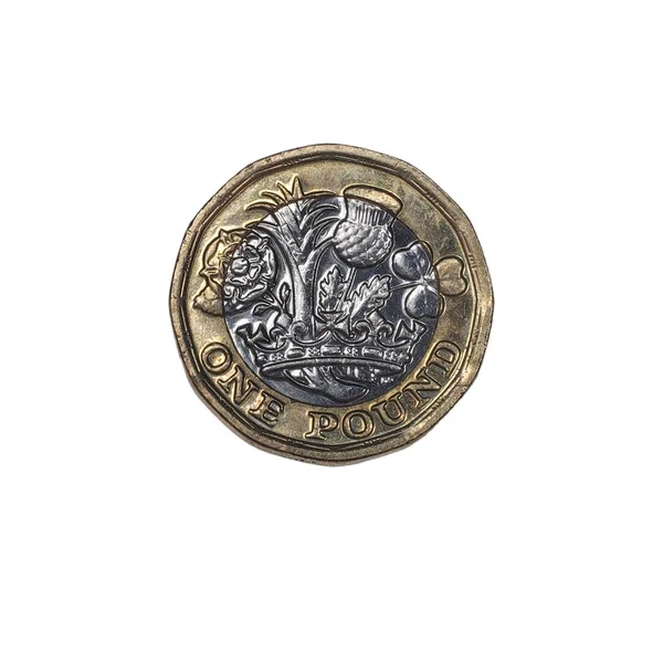 British One Pound Coin White Background — Stock Photo, Image