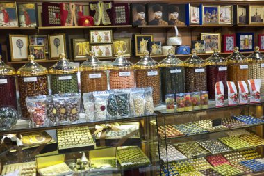 Shop with sweets in Istanbul, delicious specifics, produced according to traditional recipes from the Sultan's cuisine, specifics made of dried fruit juices ... clipart
