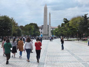 Dikilitaş ı. Theodosius, Firavun Prag III, Mezopotamya'nın zafer anısına inşa. Kurmak içinde Constantinople imparator Theodosius tarafından ben 390 içinde. Türkiye'de Istanbul 2018 10 09 ...