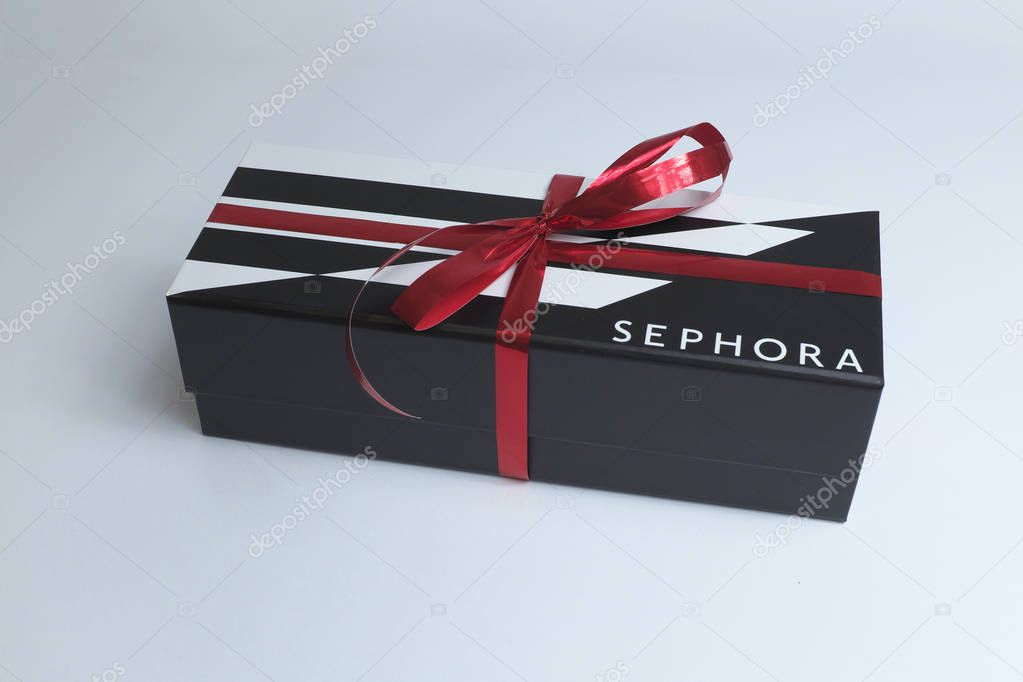 Original box with cosmetics on a white background, Sephora ...