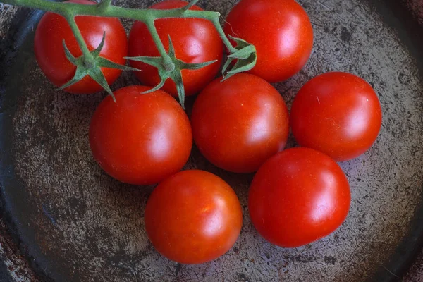 Cocktailtomaten Boden Eines Alten Gerichts — Stockfoto