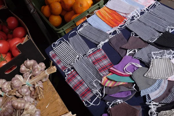 Cotton masks at the vegetable market, pandemic ...