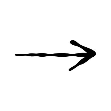 Beyaz arka planda siyah beyaz bir ok. Ok simgesi yön gösteriyor. Web için vektör illüstrasyonu.