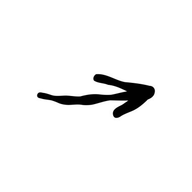 Beyaz üzerine siyah ok. Yön gösteren eğri ok simgesi. Web için resim. İlerleme ya da hareketin sembolü.