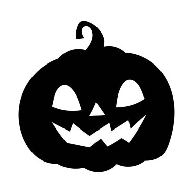 Beyaz arka planda korkunç bir suratı olan siyah Cadılar Bayramı balkabağı. Dekorasyon, kartlar, arka planlar, afişler ve daha fazlası için.