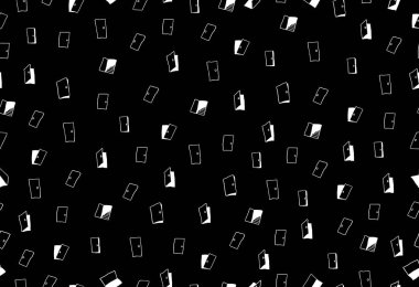 Birçok çizim, kesintisiz doku deseninin, vektör çizim siyah ve beyaz, yatay arka kapılar