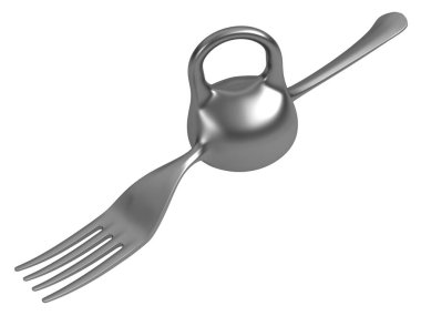 Fork heavy weight, 3d illustration, horizontal, isolated, over white clipart