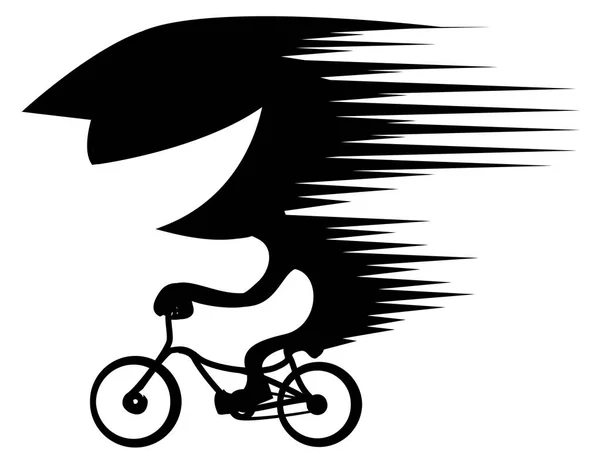 Fahrrad Hochgeschwindigkeitsfahren Glückliche Figur Silhouette Symbol Schablone Schwarz Vektordarstellung Horizontal — Stockvektor