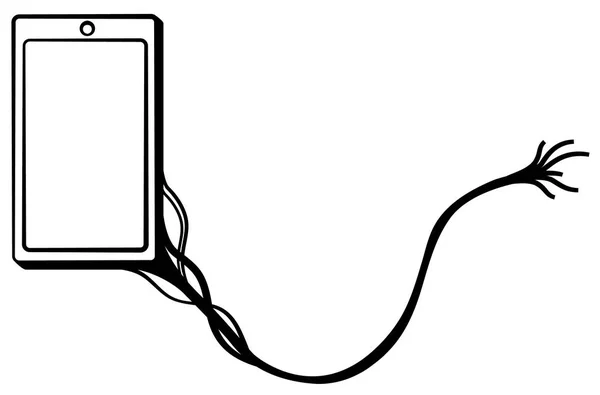Smart Telefon Kabel Symbol Stencil Svart Vektorillustration Horisontell Över Vita — Stock vektor