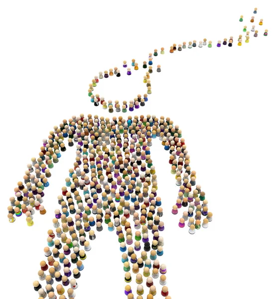 Multidão Pequenas Figuras Simbólicas Formando Grande Pessoa Forma Cabeça Vazamento — Fotografia de Stock