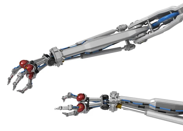 Robotika Kar Három Ujjal Két Hosszú Illusztráció Vízszintes Felett Fehér — Stock Fotó