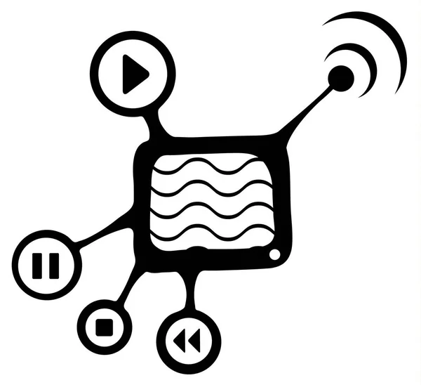 비디오 플레이어 스텐실 일러스트 — 스톡 벡터