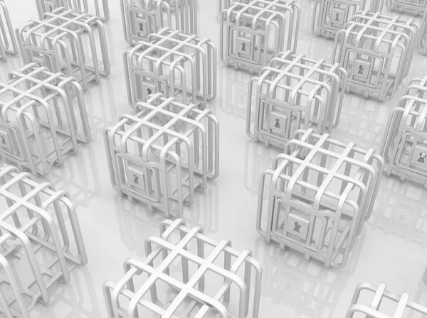 Koszyki Mały Kwadrat Biały Zablokowane Wiele Pusty Ilustracja Poziomy Tła — Zdjęcie stockowe