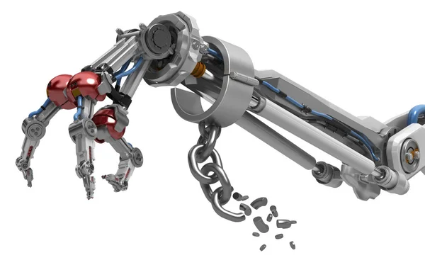 Robotika Kar Három Ujját Break Bilincs Illusztráció Vízszintes Felett Fehér — Stock Fotó