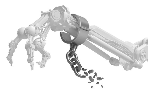 Robotika Kar Három Ujj Fehér Szünet Bilincs Illusztráció Vízszintes Háttér — Stock Fotó