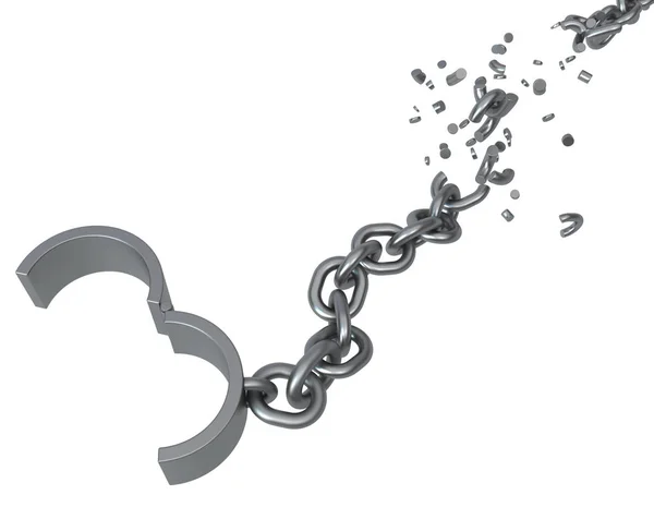 Shackles Chain Long Reach Breaking Grey Metal Illustration Isolated Horizontal — Stock Photo, Image