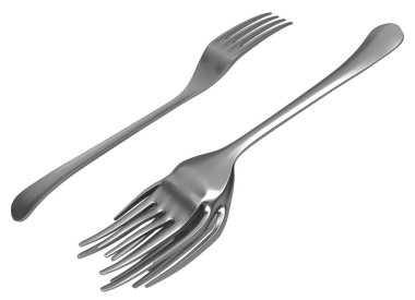 Çatal metal, gelişmiş 3d illüstrasyon, yatay, izole, üzerinde beyaz