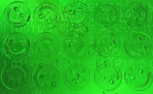 Symbole Uśmiech Zielony Cyberprzestrzeni Wirtualnej Rzeczywistości Abstrakcja Ilustracja Poziome — Zdjęcie stockowe