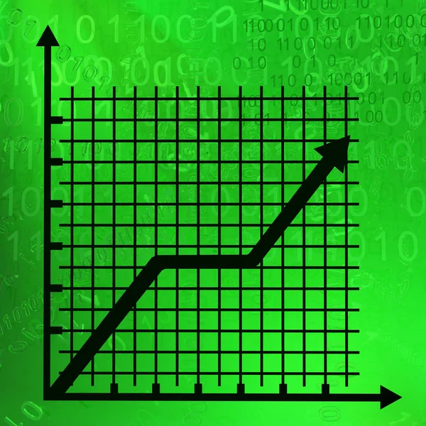 Wykres Statystyki Wzrostu Strzałka Abstrakcja Ilustracja Wirtualnej Rzeczywistości Cyberprzestrzeni Poziome — Zdjęcie stockowe