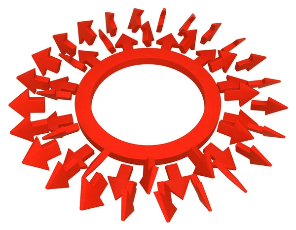 象徴的な赤い矢印オプション リング赤 図では 水平分離 — ストック写真