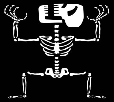 Manik iskelet şekil, Cadılar Bayramı vektör çizim, yatay, siyah arka plan, izole