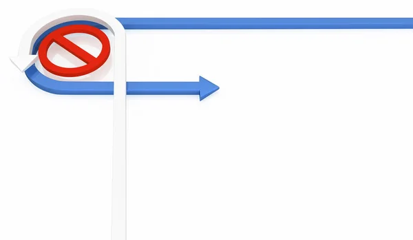 Flecha Símbolo Fuera Los Límites Restricción Doblar Alrededor Esquina Ilustración — Foto de Stock