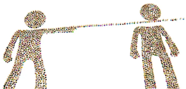 形成する大きな人形ヘッド ハンター イラスト 上の白い小さな記号数字の群衆 — ストック写真