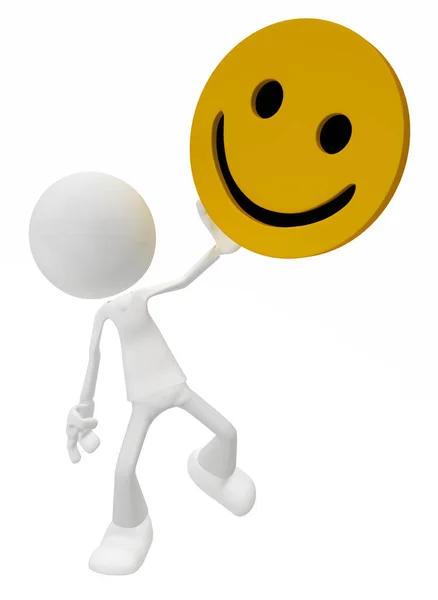 Biały Symboliczne Figury Podnoszenie Symbol Szczęśliwy Uśmiech Ilustracja Poziome — Zdjęcie stockowe