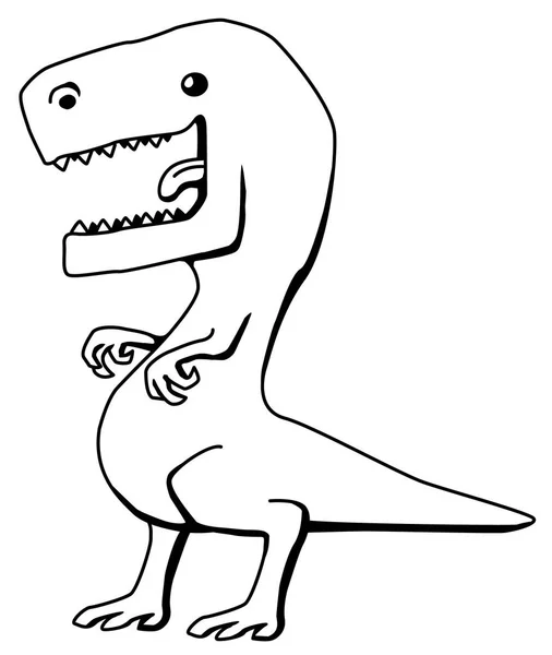 Desenho Carnívoro Dinossauro Vetor Desenho Linha Horizontal Sobre Branco Isolado —  Vetores de Stock