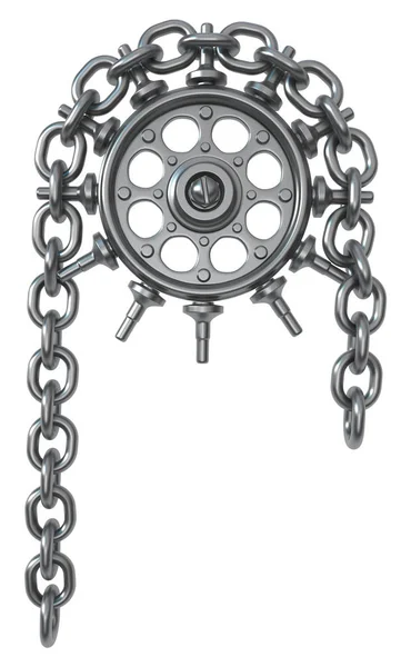 链条齿轮 深灰色金属3D — 图库照片