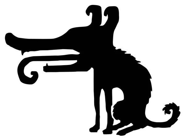 Bau Kartun Anjing Hitam Gambar Vektor Horisontal Terisolasi - Stok Vektor