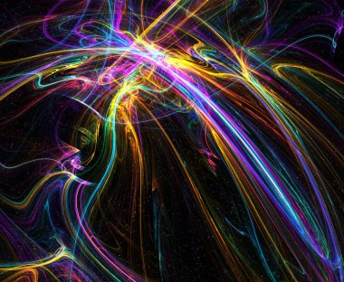 Uzay fantezi füzyon açık soyut, koyu renkli, yatay