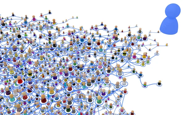 Crowd Small Symbolic Figures Linked Lines Complex Layered System Big — Stock Photo, Image