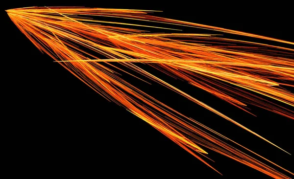 Fire sparks meteor special effect abstract, dark background, horizontal, isolated