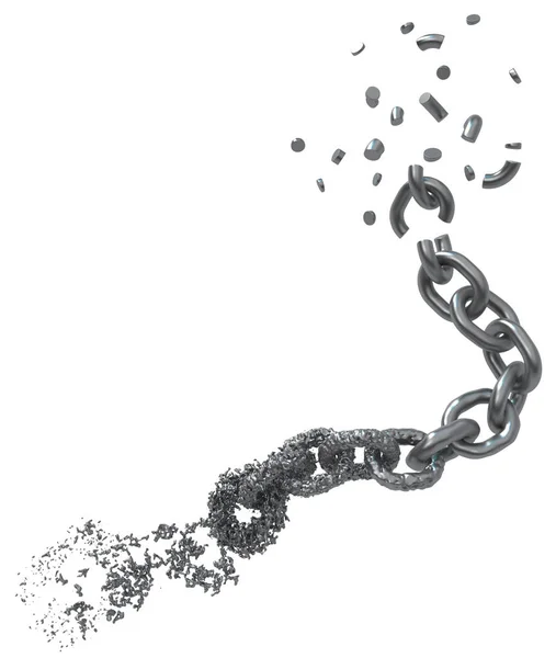Chain Liquid Melting Splashing Breaking Segment Dark Grey Metal Illustration — Stock Photo, Image