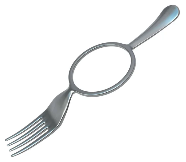 Fork Metal Inner Circle Empty Illustration Horizontal Isolated White — Stock Photo, Image