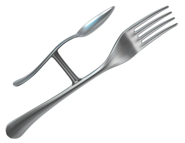 Fork Metal Rudimentary Spoon Illustration Horizontal Isolated White — Stock Photo, Image