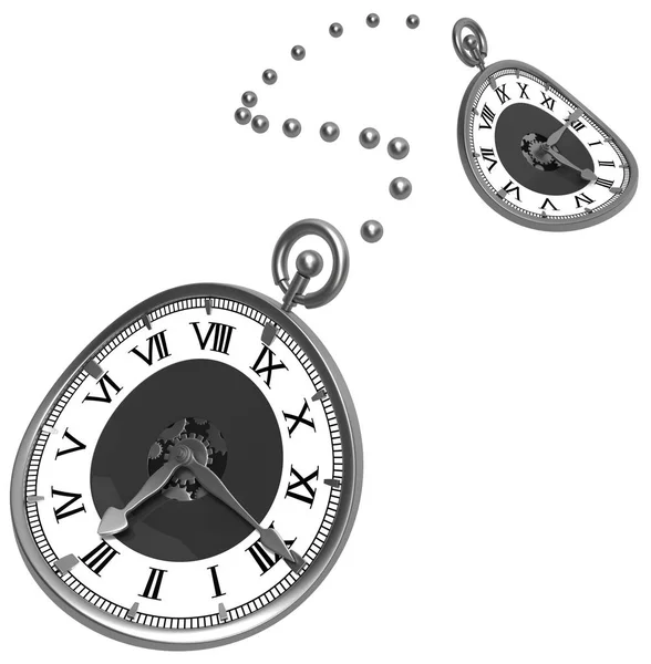 Symbol Zegara Czasu Miękkie Elastyczne Surrealistyczne Linia Przerywana Dwa Ilustracja — Zdjęcie stockowe