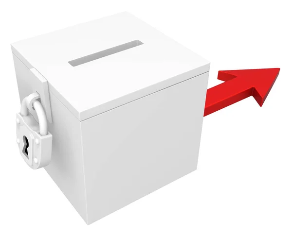 Caixa Votação Bloqueada Branco Simbólico Seta Lateral Vermelha Ilustração Horizontal — Fotografia de Stock