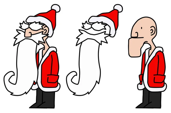 Weihnachtsmann Falscher Bart Witz Karikatur Humorvoll Vektor Horizontal Über Weiß — Stockvektor