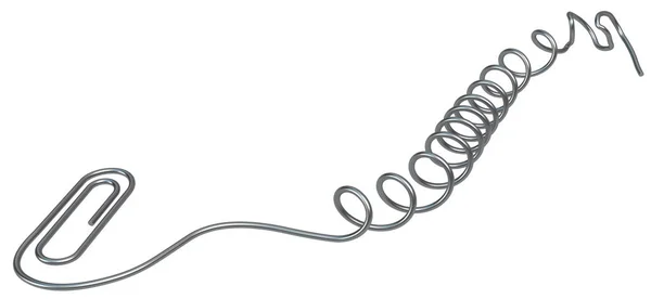 Material Escritório Fio Estiramento Espiral Clipe Papel Metal Isolado Ilustração — Fotografia de Stock