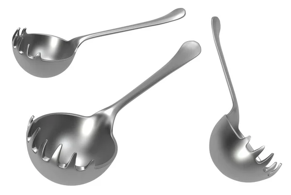 Ladle Metal Com Dentes Ilustração Horizontal Isolado Sobre Branco — Fotografia de Stock