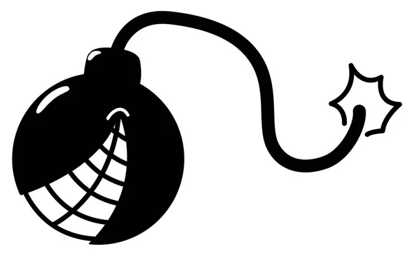 Bomba Stencil Sorridente Nero Illustrazione Vettoriale Orizzontale Isolato — Vettoriale Stock