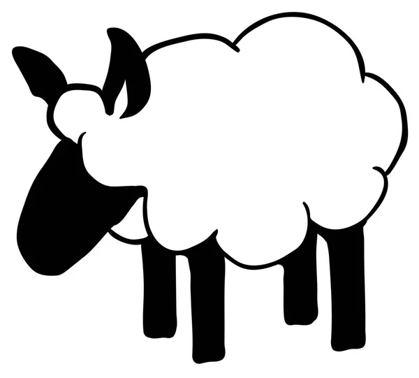 Schapen Staande Stencil Zwart Vectorillustratie Horizontale Geïsoleerd — Stockvector