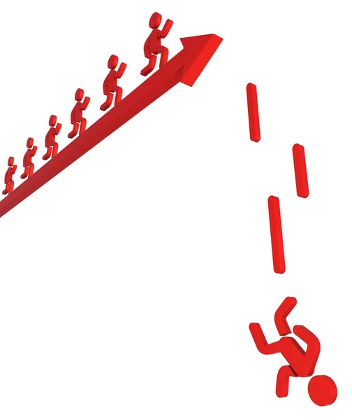 Συμβολική Τρέχοντας Σχήμα Βέλους Κόκκινο Υψηλού Πτώση Απεικόνιση Κάθετα Πάνω — Φωτογραφία Αρχείου