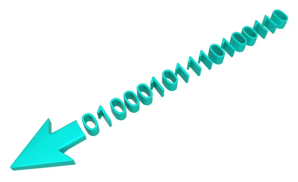 象徴的な矢印バイナリ コード イラスト 青白で分離 — ストック写真