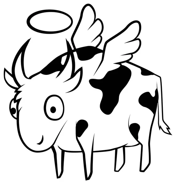 Santo Dibujo Línea Dibujos Animados Vaca Vector Horizontal Sobre Blanco — Archivo Imágenes Vectoriales